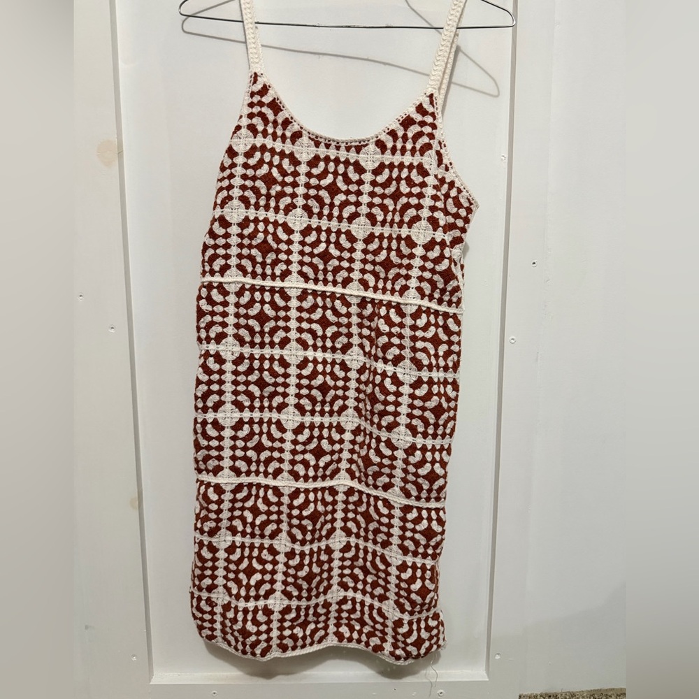 Willow Cream and Brown Crochet Midi Dress